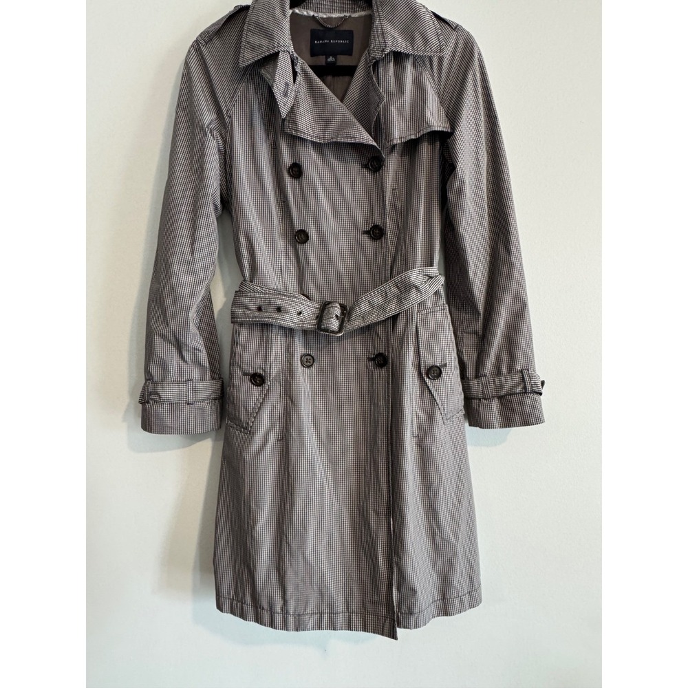 Banana‎ Republic Gingham Double Breasted Trench Coat Womens medium spring preppy